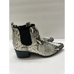 Blondo Emilia Waterproof Ankle Boots Faux Snakeskin White Black Gray Women's 7.5